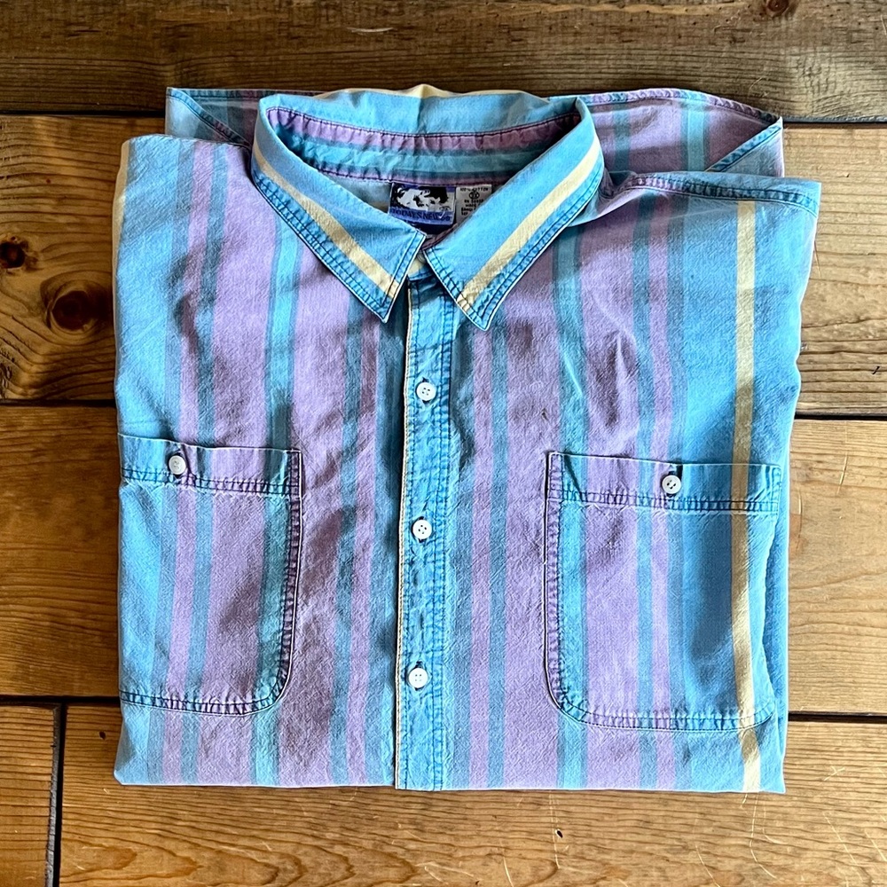 Vintage 80’s/90’s Todays news faded cotton button down. 3XL